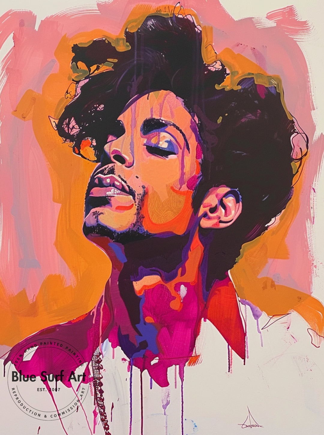 Prince Rogers Nelson Wall Art Portrait Pop Art Original Oil on Canvas