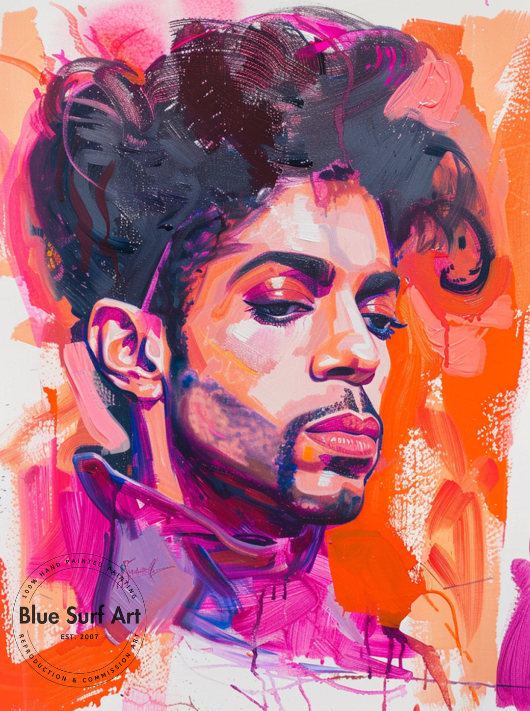 Prince Rogers Nelson Wall Art Portrait Pop Art Original Oil on Canvas