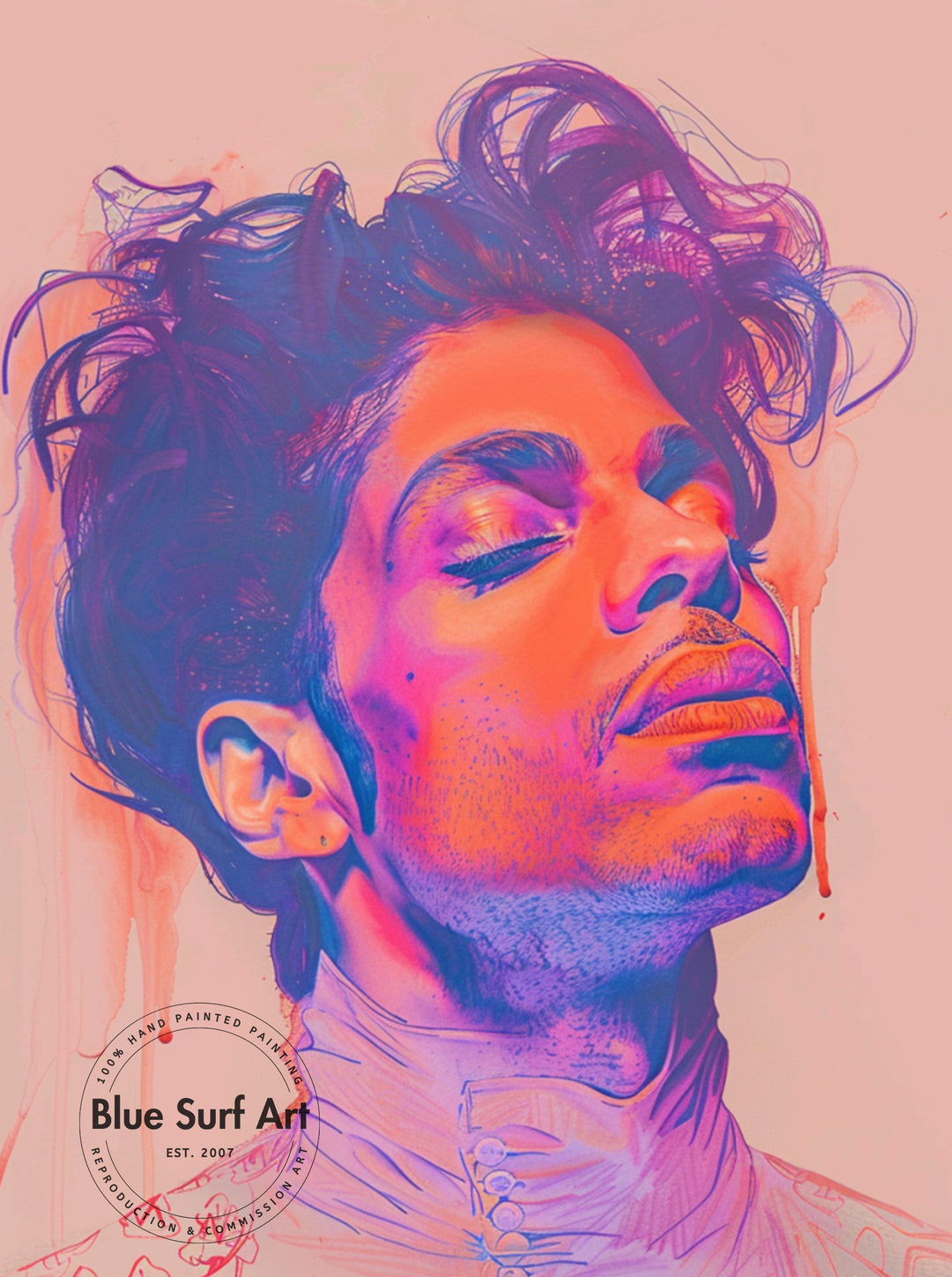 Prince Rogers Nelson Wall Art Portrait Pop Art Original Oil on Canvas