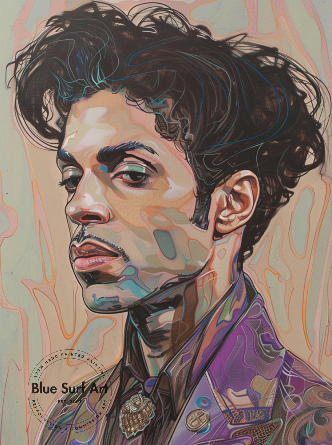 Prince Rogers Nelson Wall Art Portrait Pop Art Original Oil on Canvas