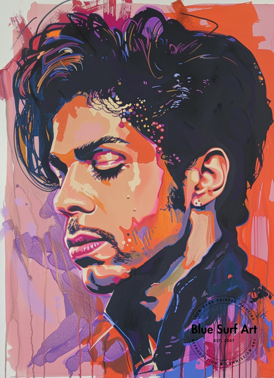 Prince Rogers Nelson Wall Art Portrait Pop Art Original Oil on Canvas