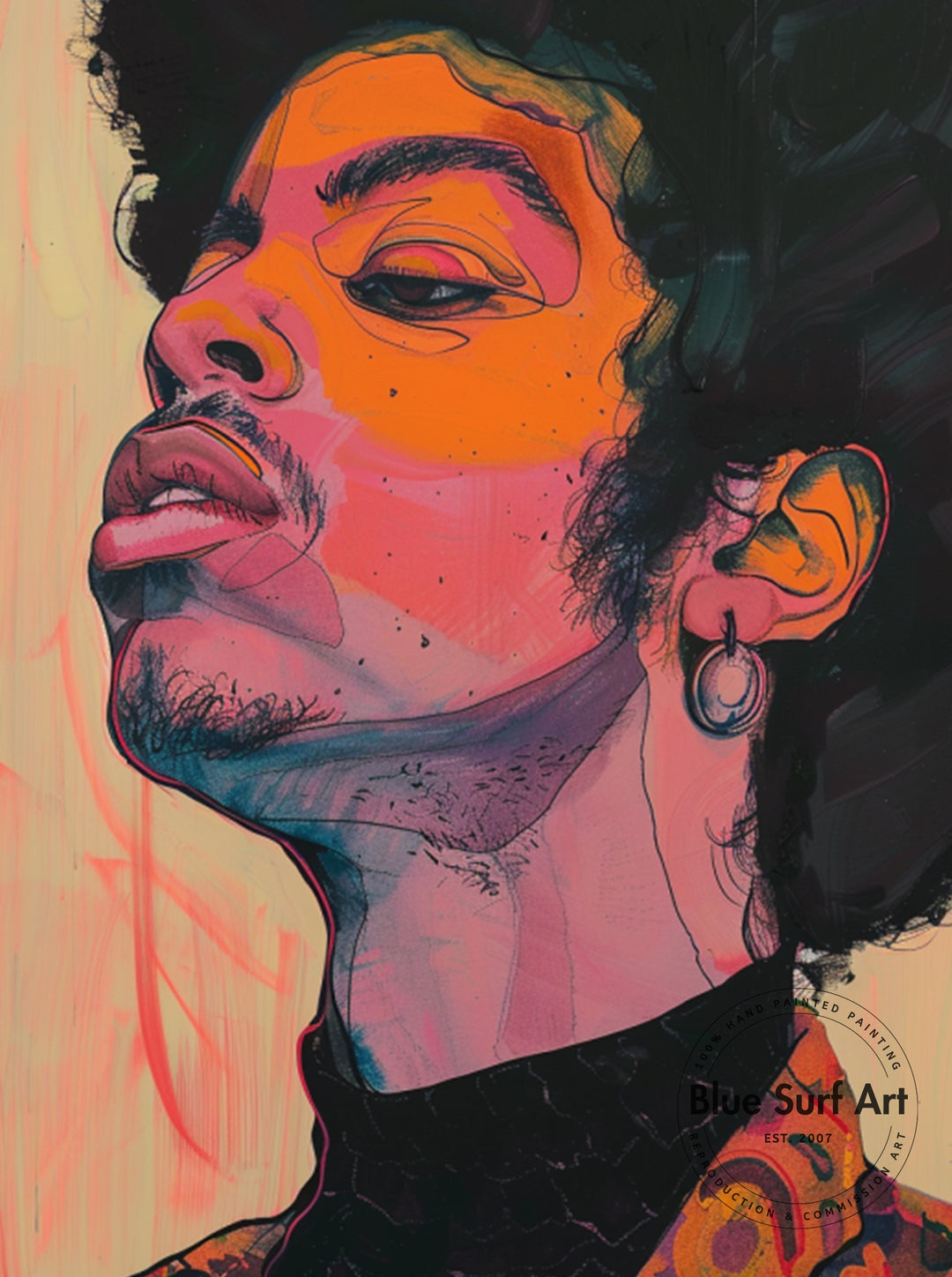 Prince Rogers Nelson Wall Art Portrait Pop Art Original Oil on Canvas