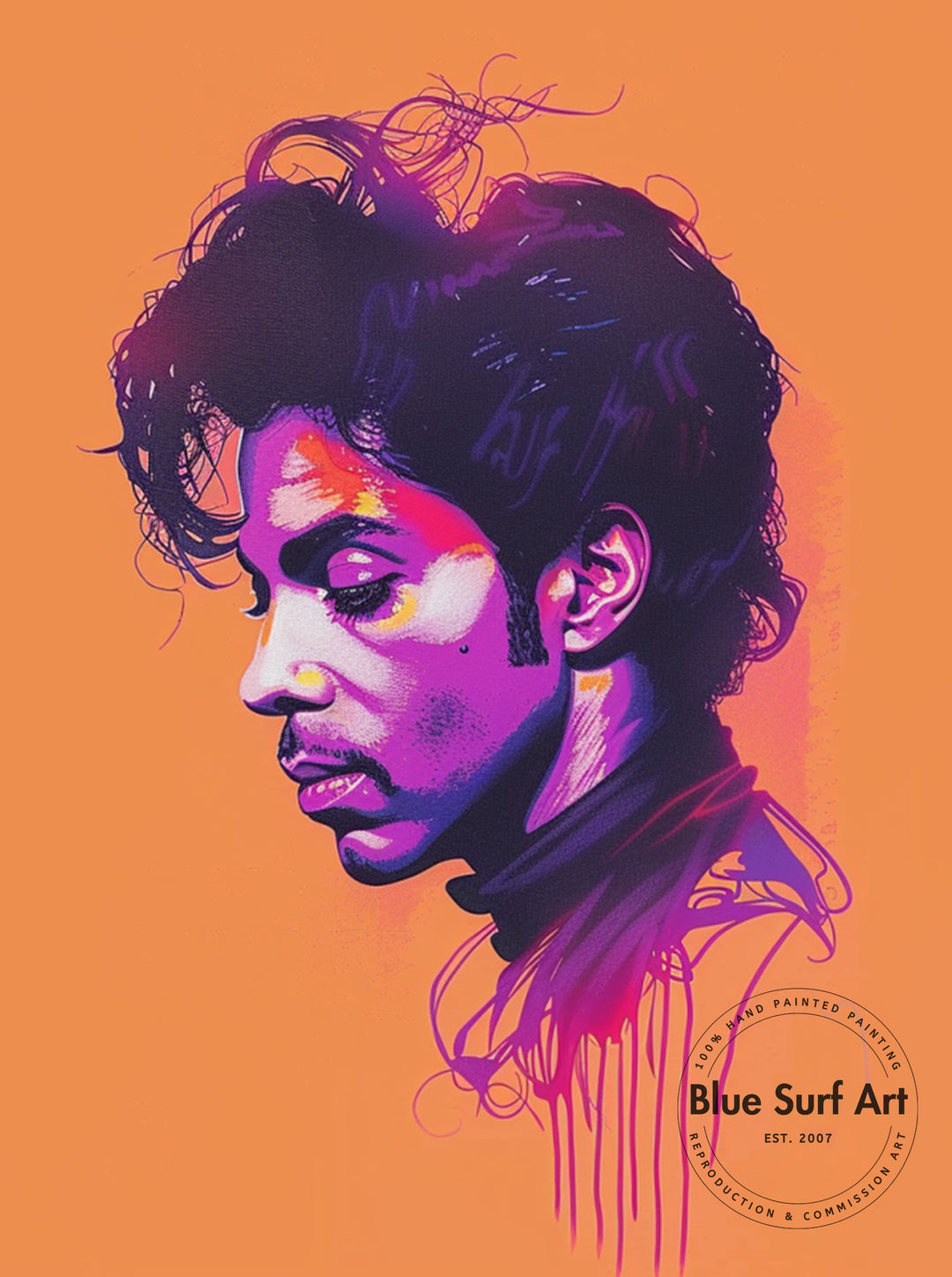 Prince Rogers Nelson Wall Art Portrait Pop Art Original Oil on Canvas