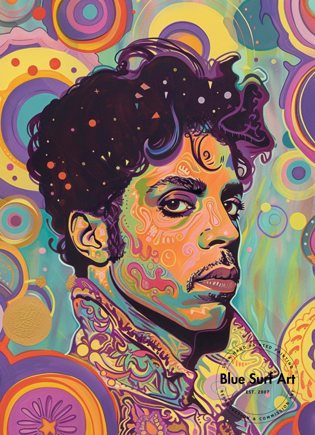 Prince Rogers Nelson Wall Art Portrait Pop Art Original Oil on Canvas