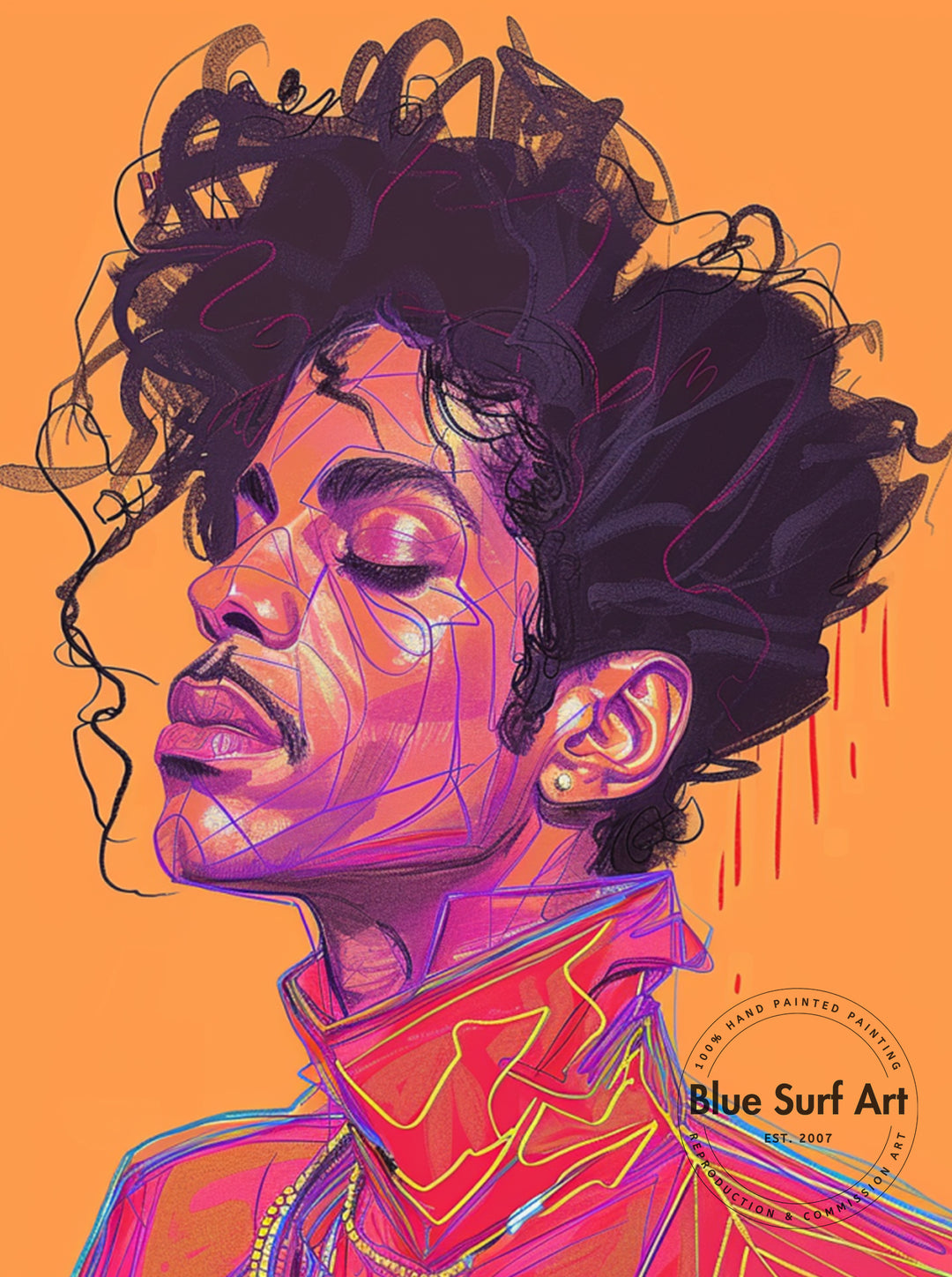 Prince Rogers Nelson Wall Art Portrait Pop Art Original Oil on Canvas