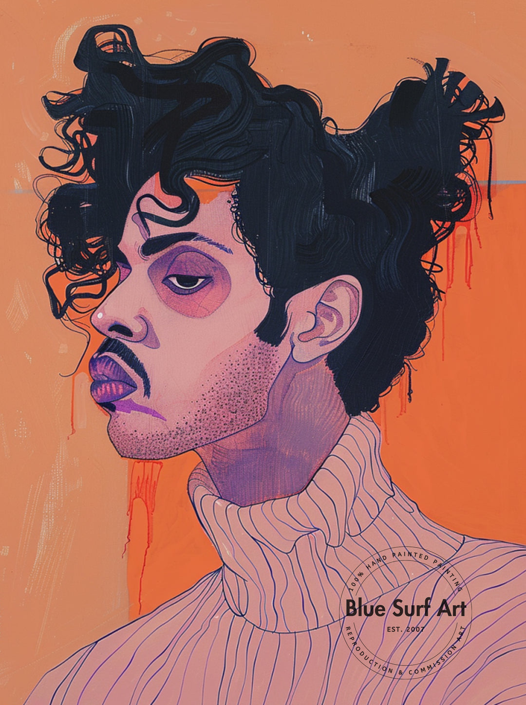 Prince Rogers Nelson Wall Art Portrait Pop Art Original Oil on Canvas