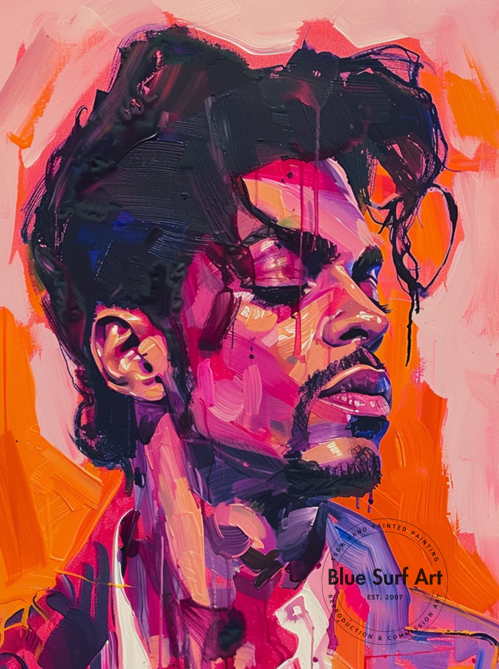 Prince Rogers Nelson Wall Art Portrait Pop Art Original Oil on Canvas