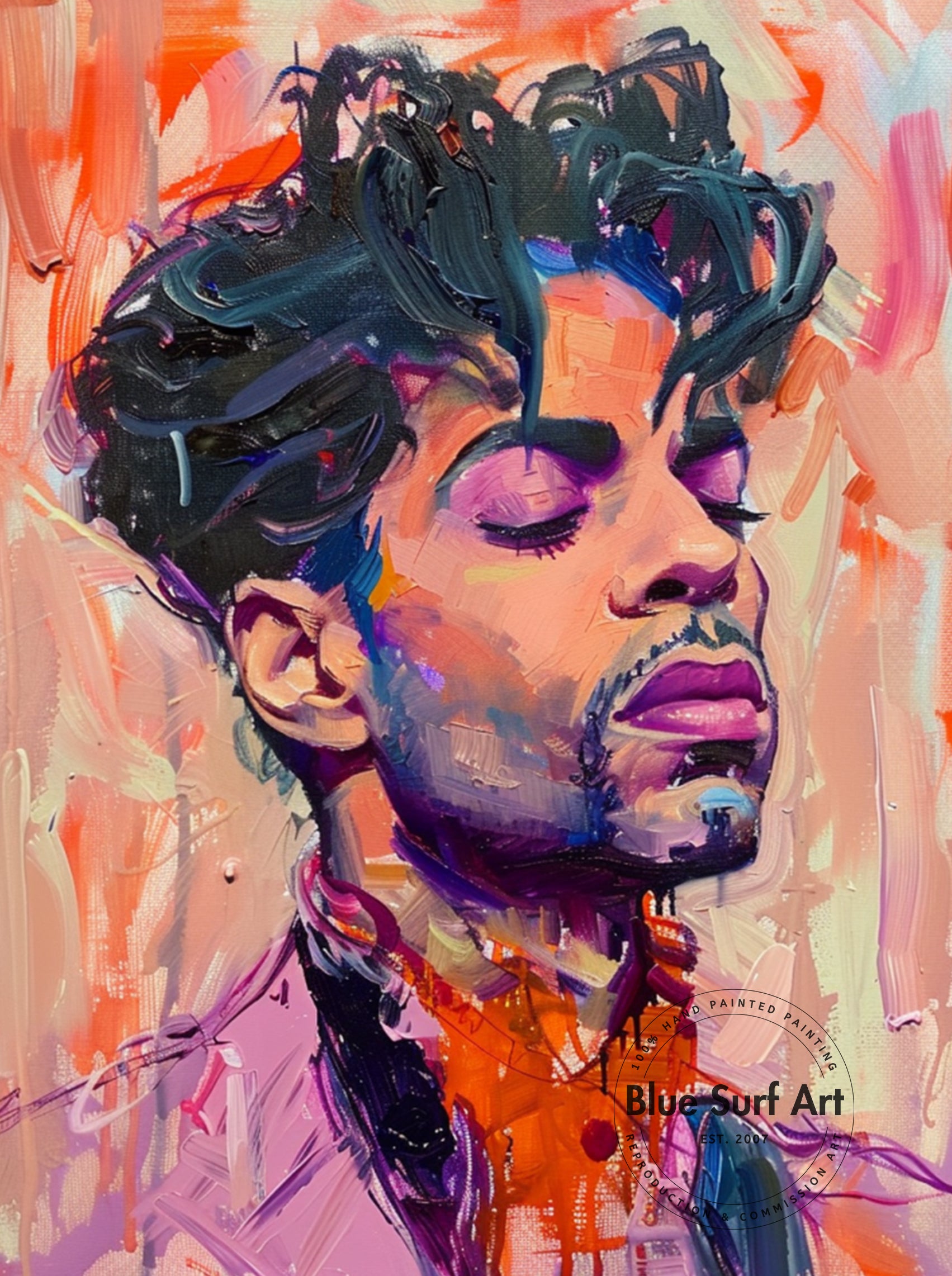 Prince Rogers Nelson Wall Art Portrait Pop Art Original Oil on Canvas