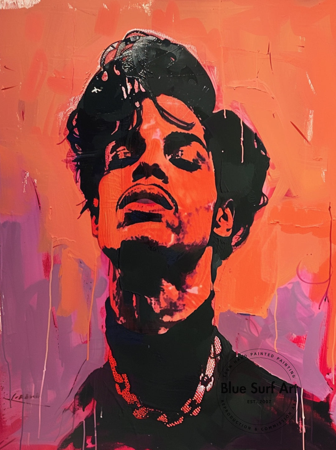 Prince Rogers Nelson Wall Art Portrait Pop Art Original Oil on Canvas