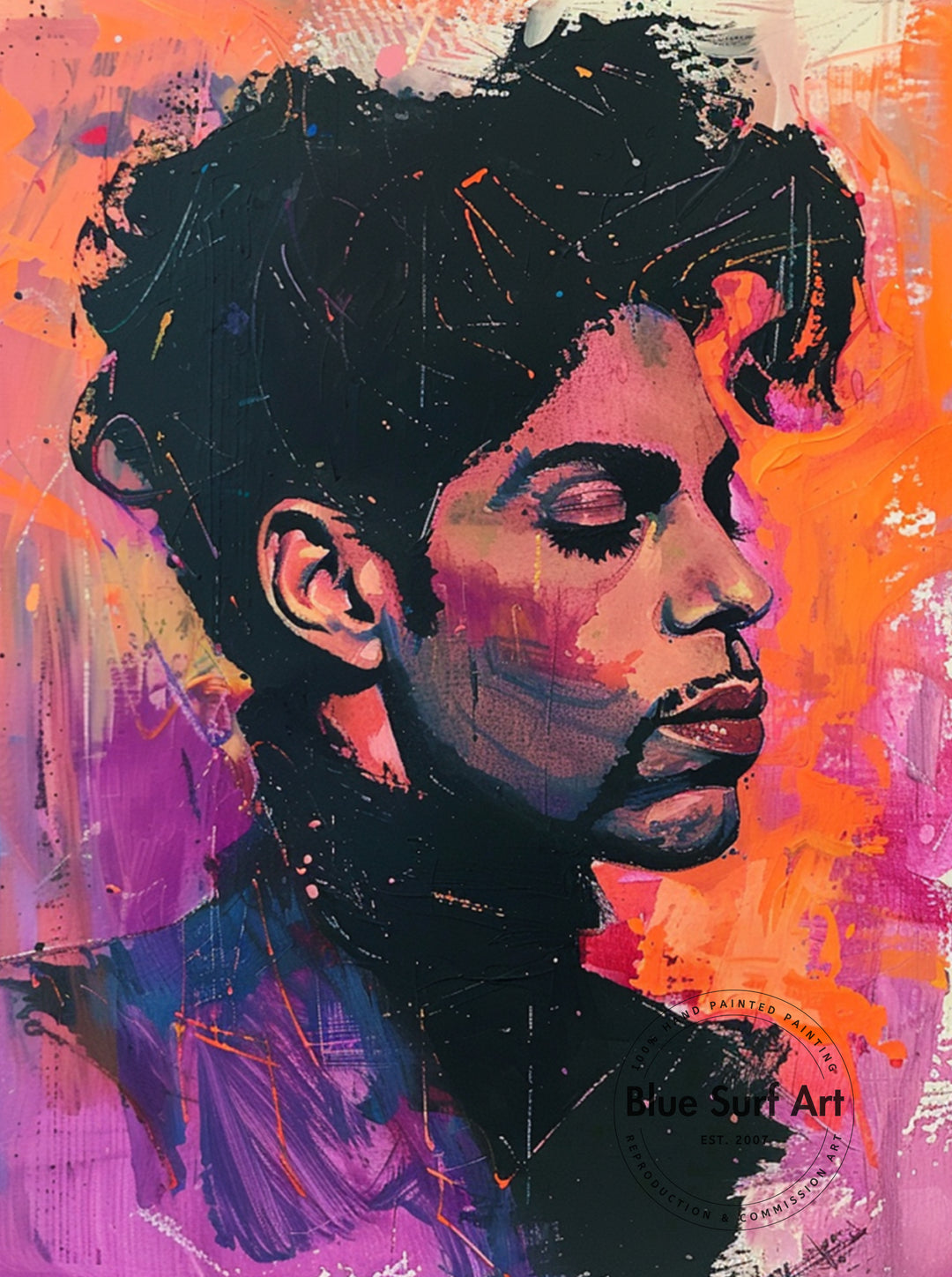 Prince Rogers Nelson Wall Art Portrait Pop Art Original Oil on Canvas