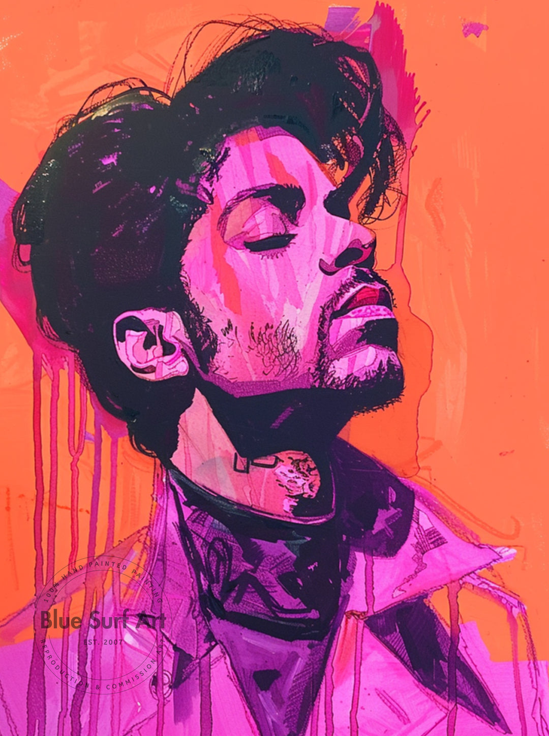 Prince Rogers Nelson Wall Art Portrait Pop Art Original Oil on Canvas