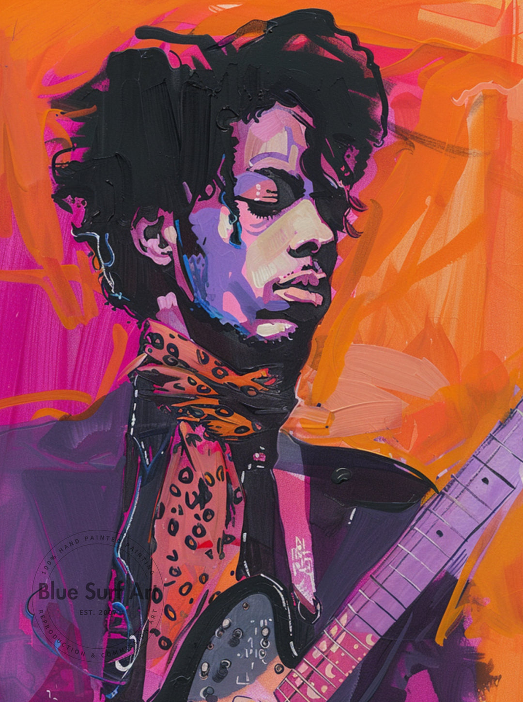 Prince Rogers Nelson Wall Art Portrait Pop Art Original Oil on Canvas