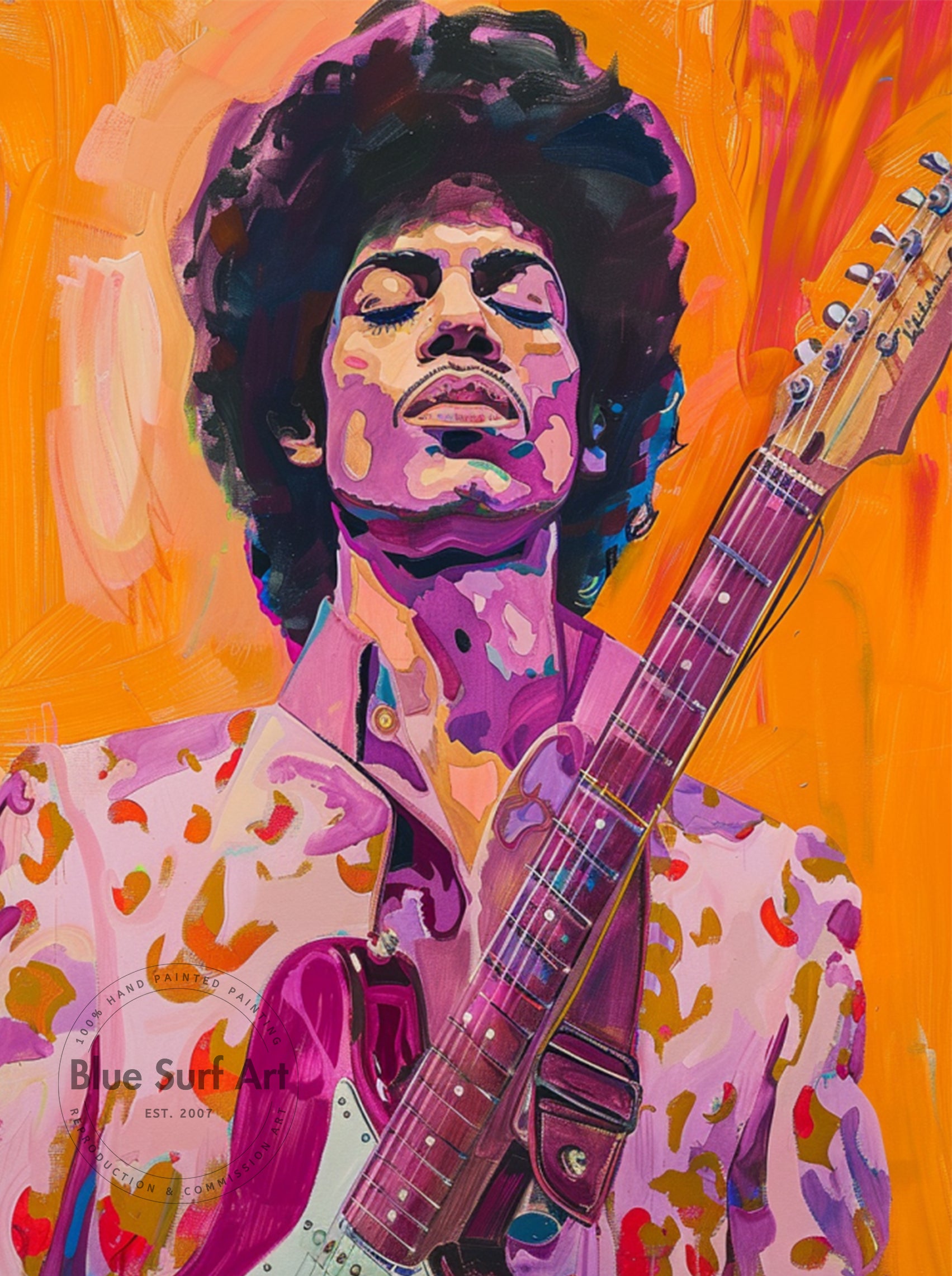 Prince Rogers Nelson Wall Art Portrait Pop Art Original Oil on Canvas