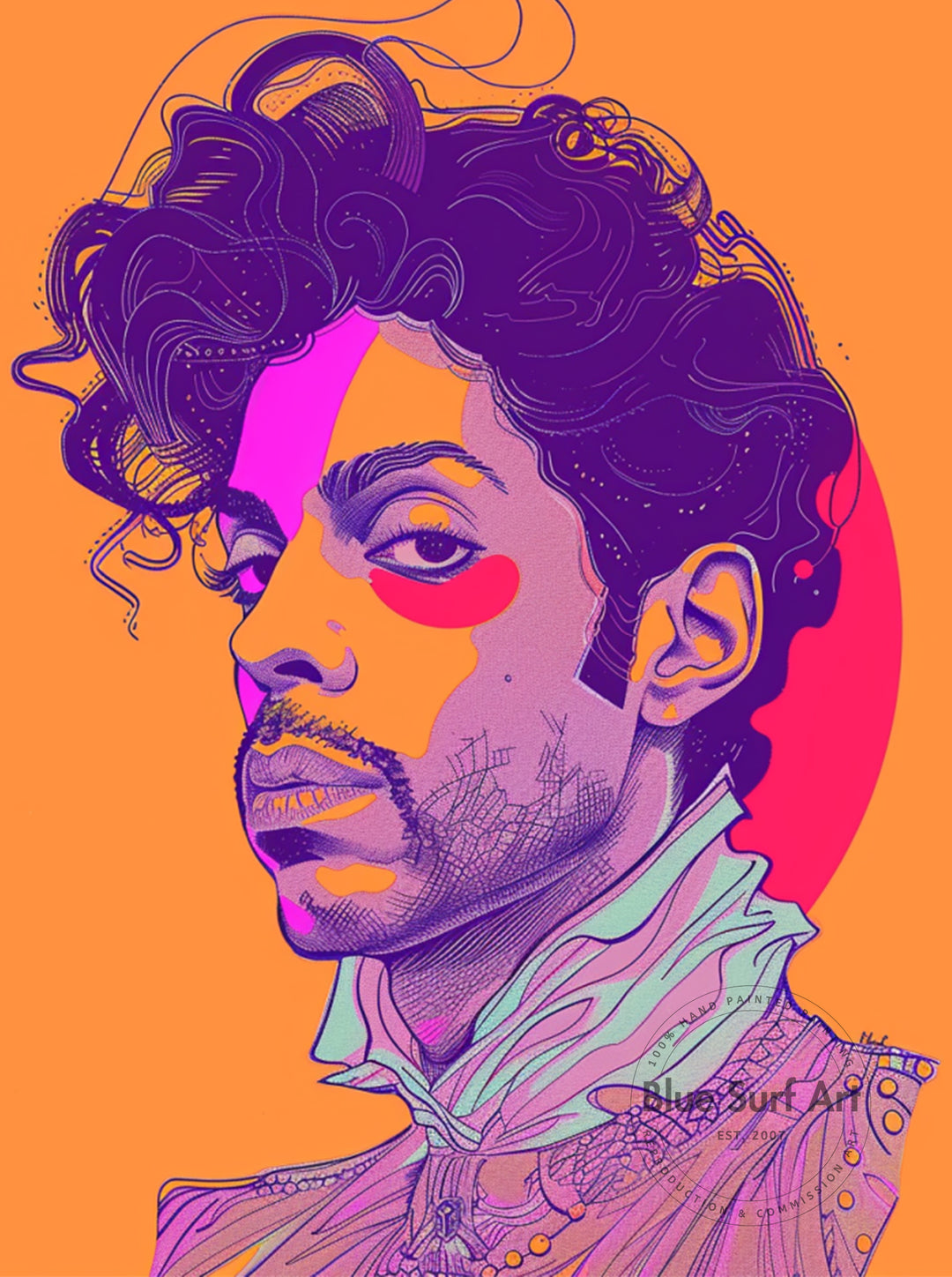 Prince Rogers Nelson Wall Art Portrait Pop Art Original Oil on Canvas