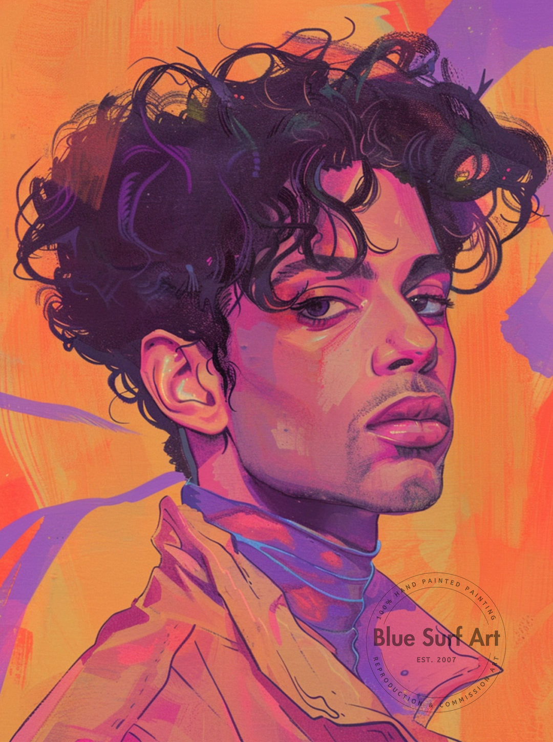 Prince Rogers Nelson Wall Art Portrait Pop Art Original Oil on Canvas