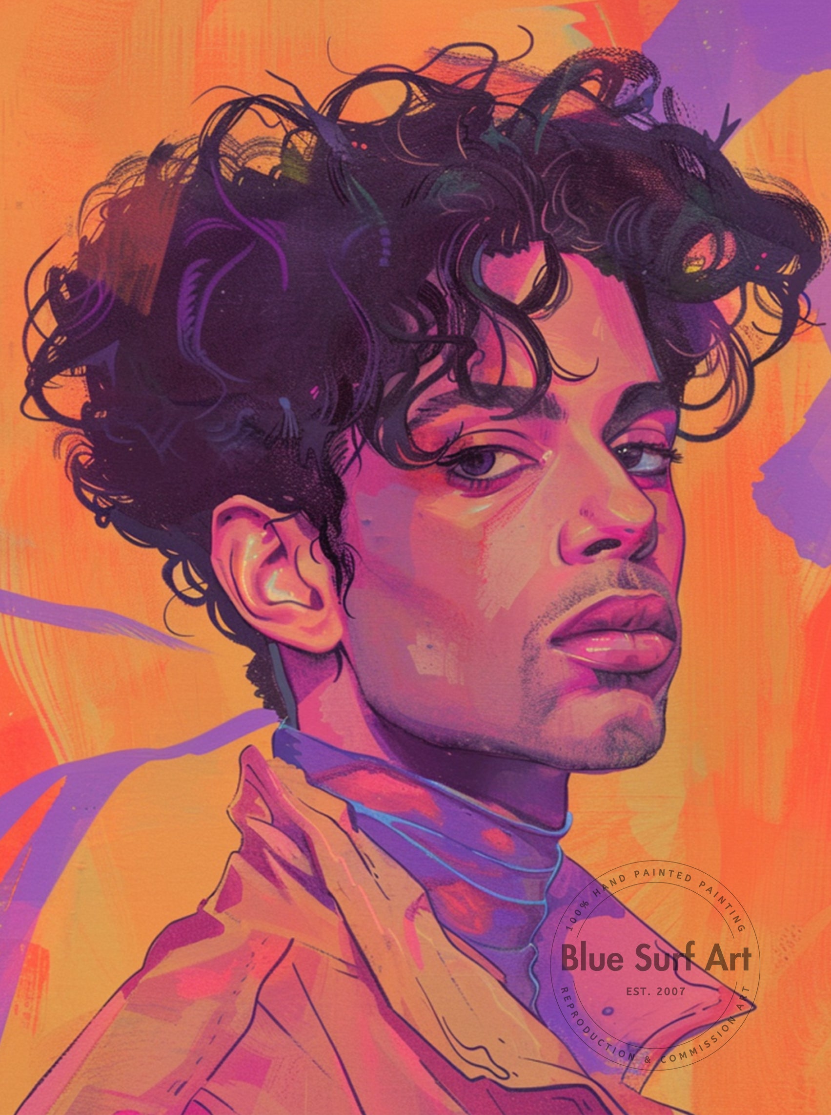 Prince Rogers Nelson Wall Art Portrait Pop Art Original Oil on Canvas