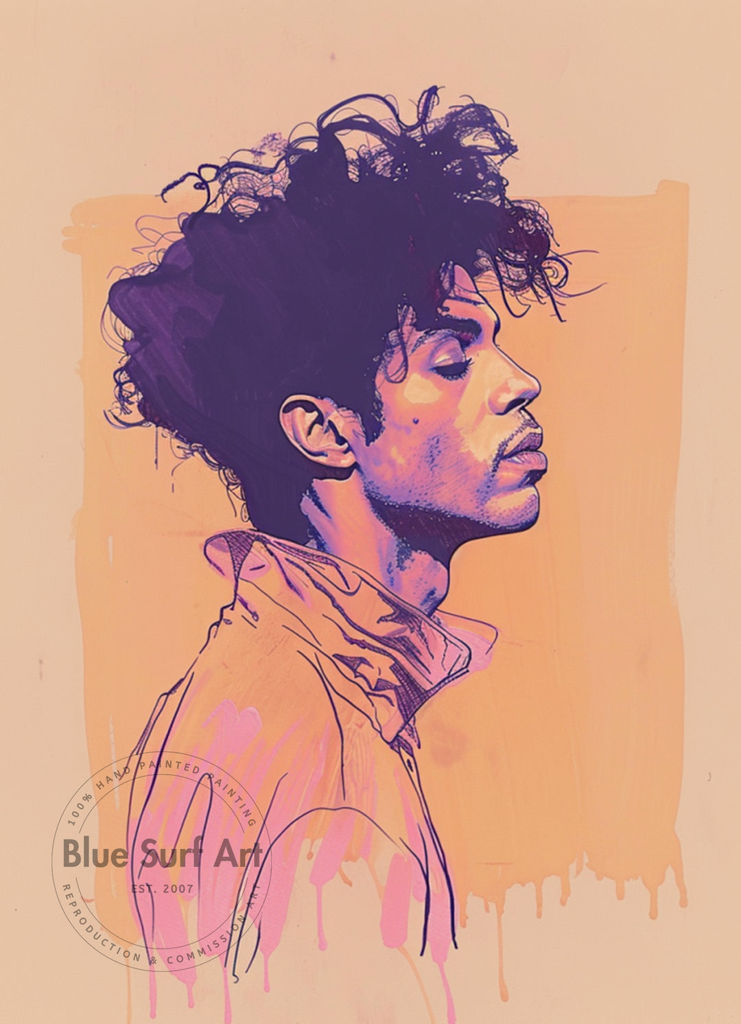 Prince Rogers Nelson Wall Art Portrait Pop Art Original Oil on Canvas