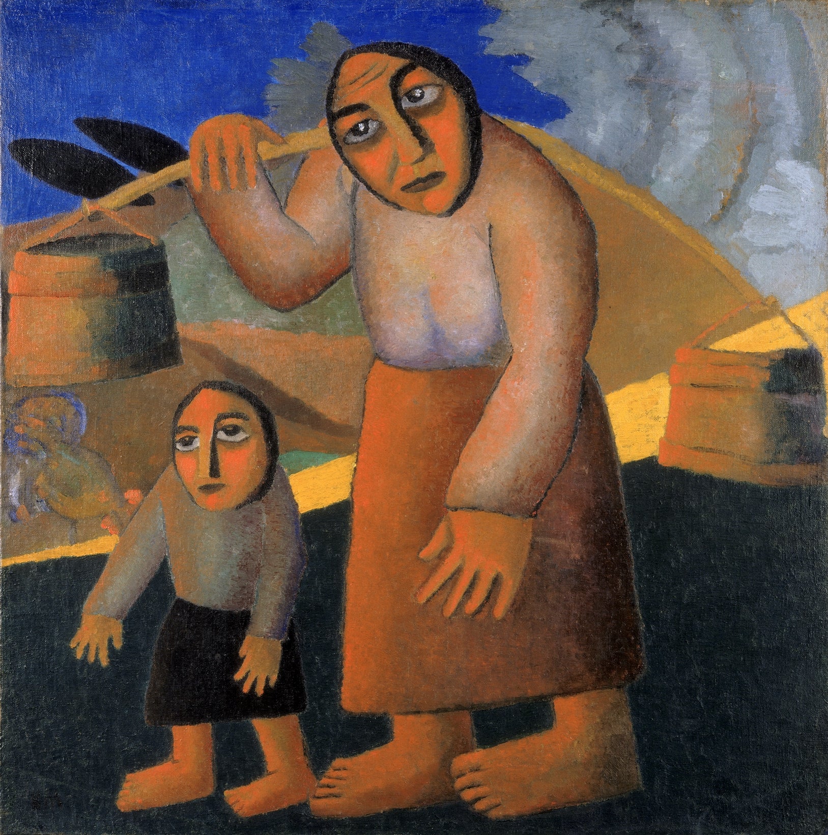 Peasant Woman with Buckets Painting by Kazimir Malevich