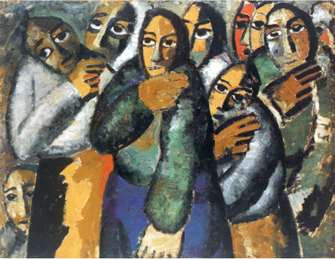 Peasants in the Church I Painting by Kazimir Malevich