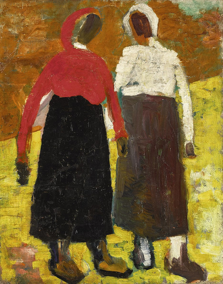 Two Peasant Figures Painting by Kazimir Malevich