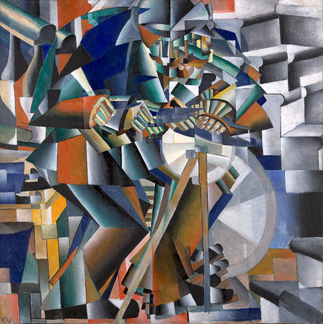 The Knife Grinder Principle of Glittering Painting by Kazimir Malevich - Blue Surf Art
