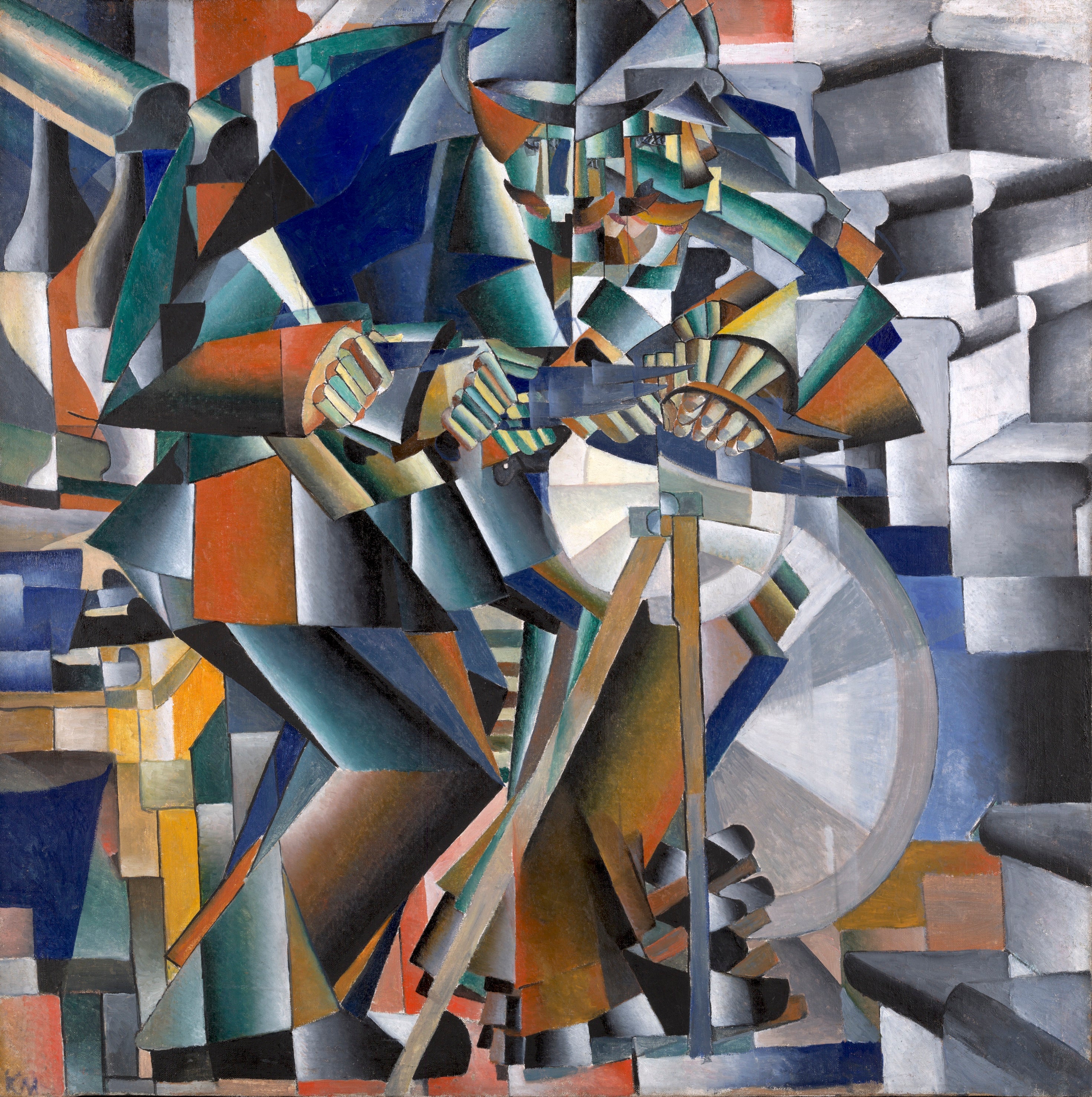 The Knife Grinder Principle of Glittering Painting by Kazimir Malevich - Blue Surf Art