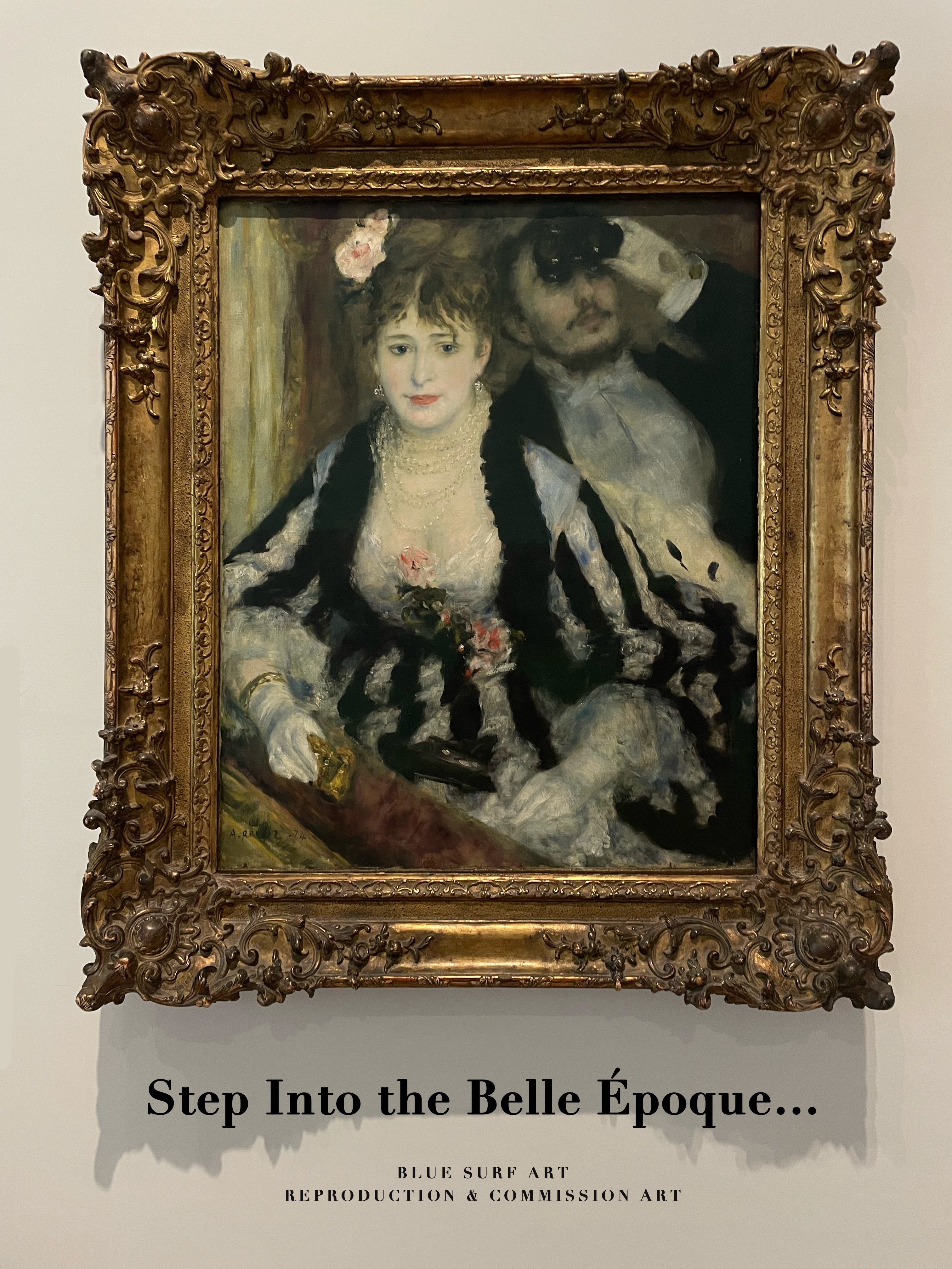 La Loge by Pierre-Auguste Renoir Reproduction Oil on Canvas – Blue