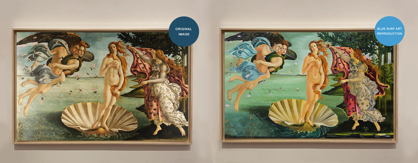 The finish of The Birth of Venus painting