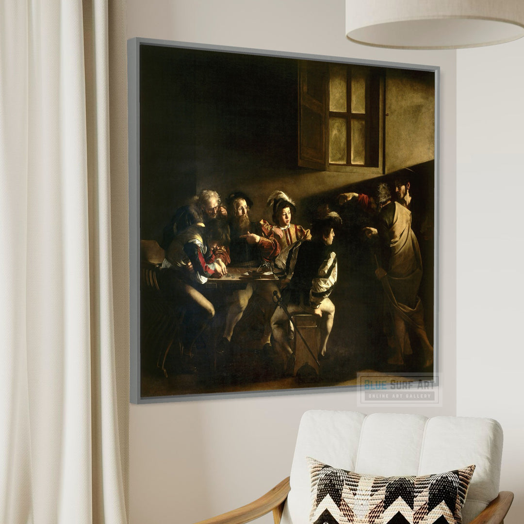 The Calling of St Matthew Painting by Caravaggio by Blue Surf Art