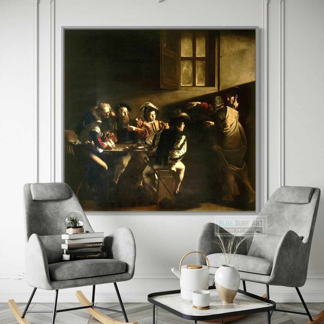 The Calling of St Matthew Painting by Caravaggio by Blue Surf Art