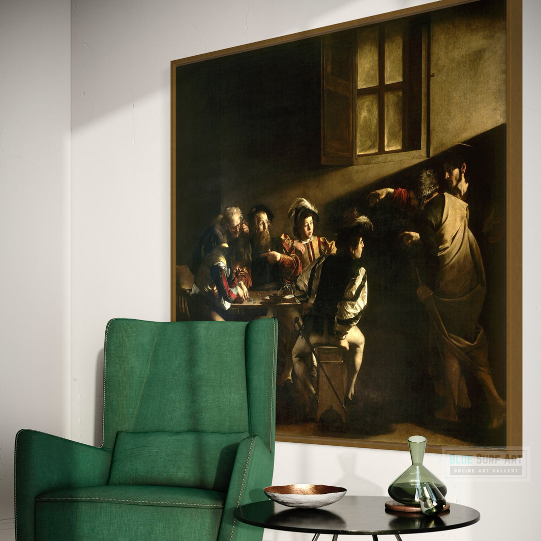 The Calling of St Matthew Painting by Caravaggio by Blue Surf Art