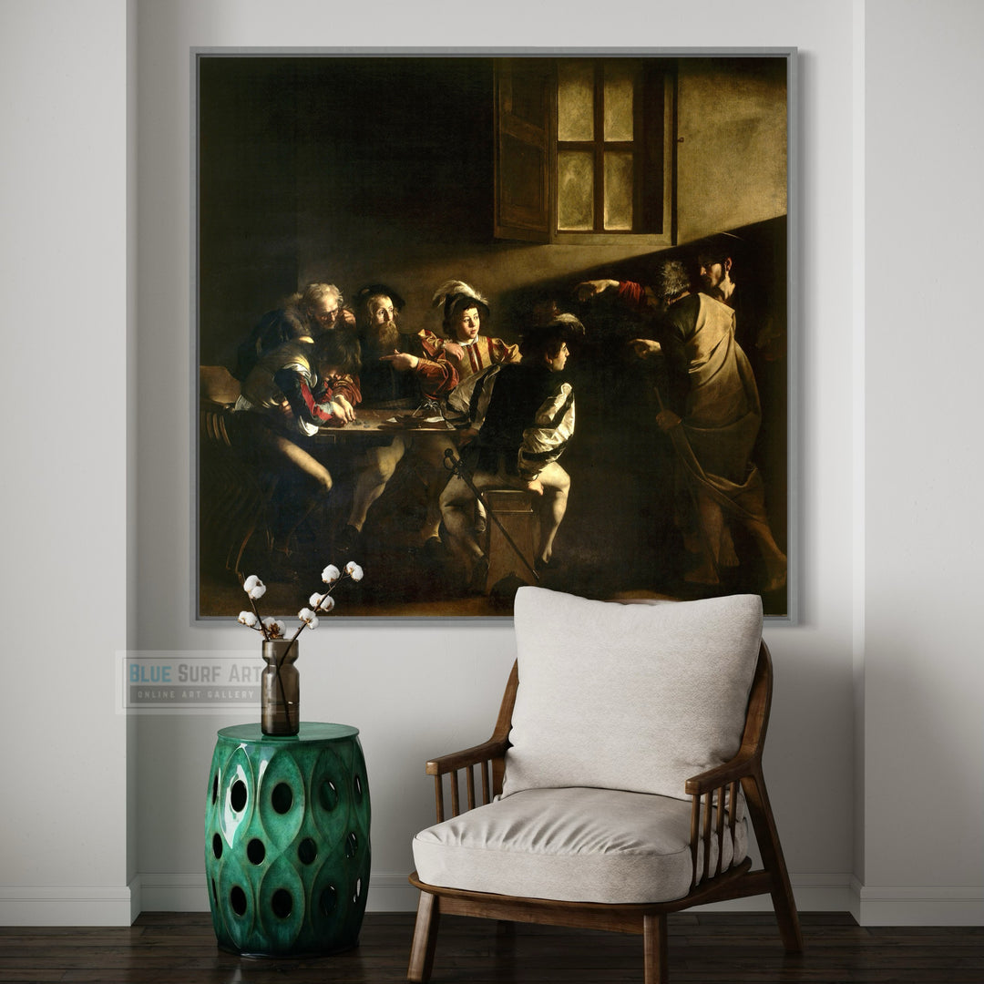 The Calling of St Matthew Painting by Caravaggio by Blue Surf Art