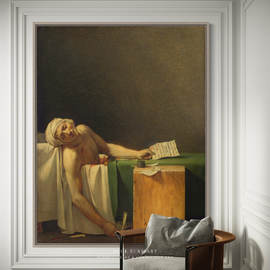 The Death of Marat by Jacques-Louis David. Reproduction oil on canvas. Blue Surf Art Studio