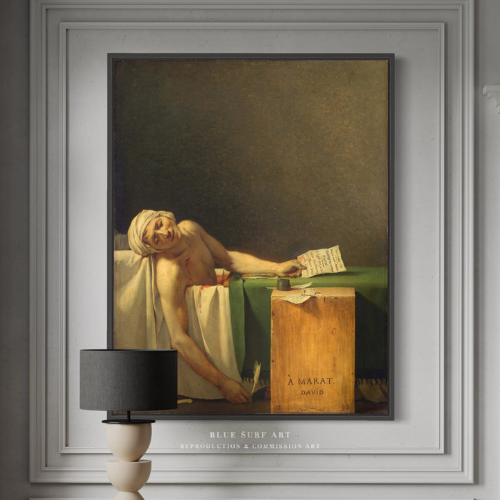 The Death of Marat by Jacques-Louis David. Reproduction oil on canvas. Blue Surf Art Studio