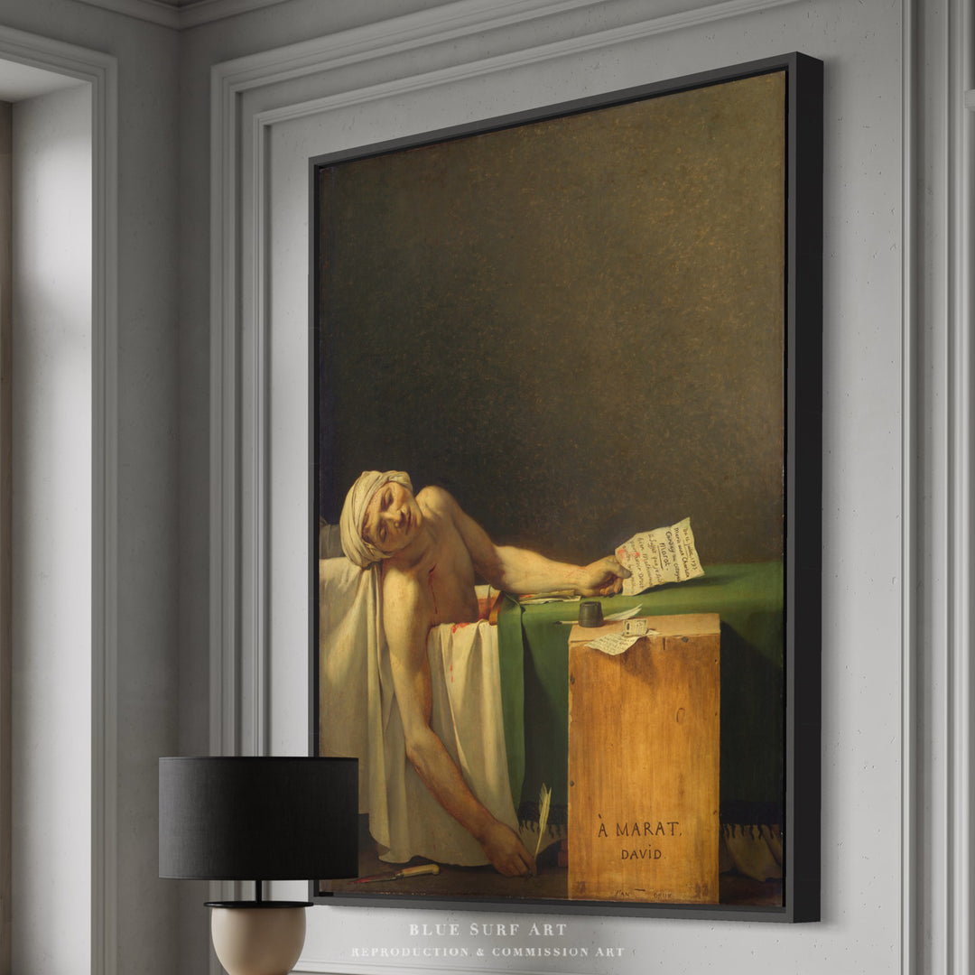 The Death of Marat by Jacques-Louis David. Reproduction oil on canvas. Blue Surf Art Studio