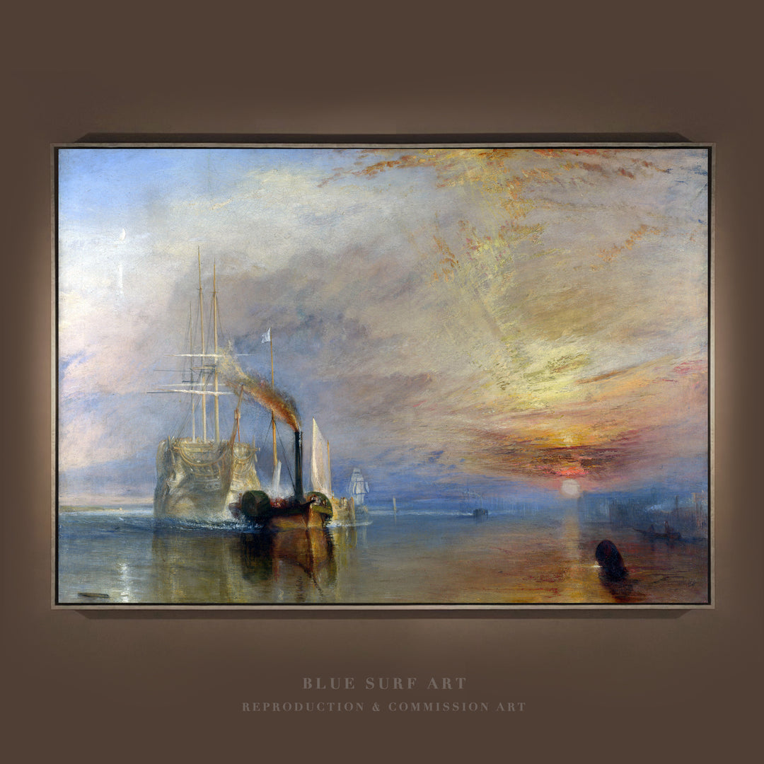 The Fighting Temeraire Painting by J.M.W. Turner Seascape Wall Art - Blue Surf Art