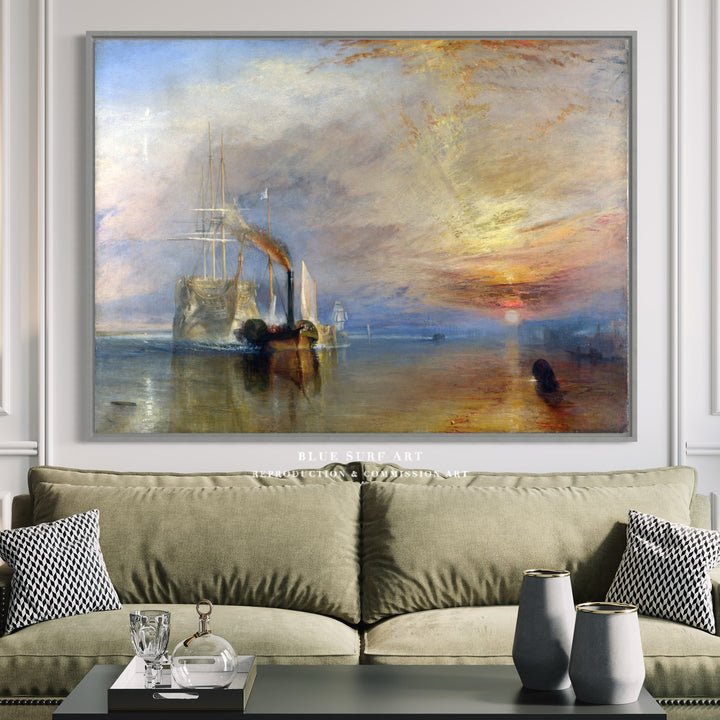 The Fighting Temeraire Painting by J.M.W. Turner Seascape Wall Art - Blue Surf Art