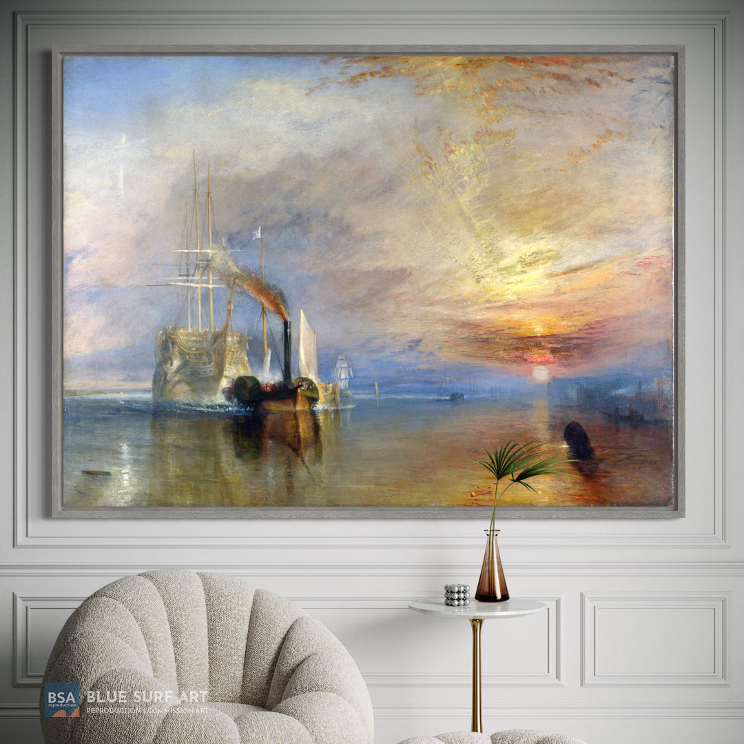 The Fighting Temeraire Painting by J.M.W. Turner Seascape Wall Art - Blue Surf Art