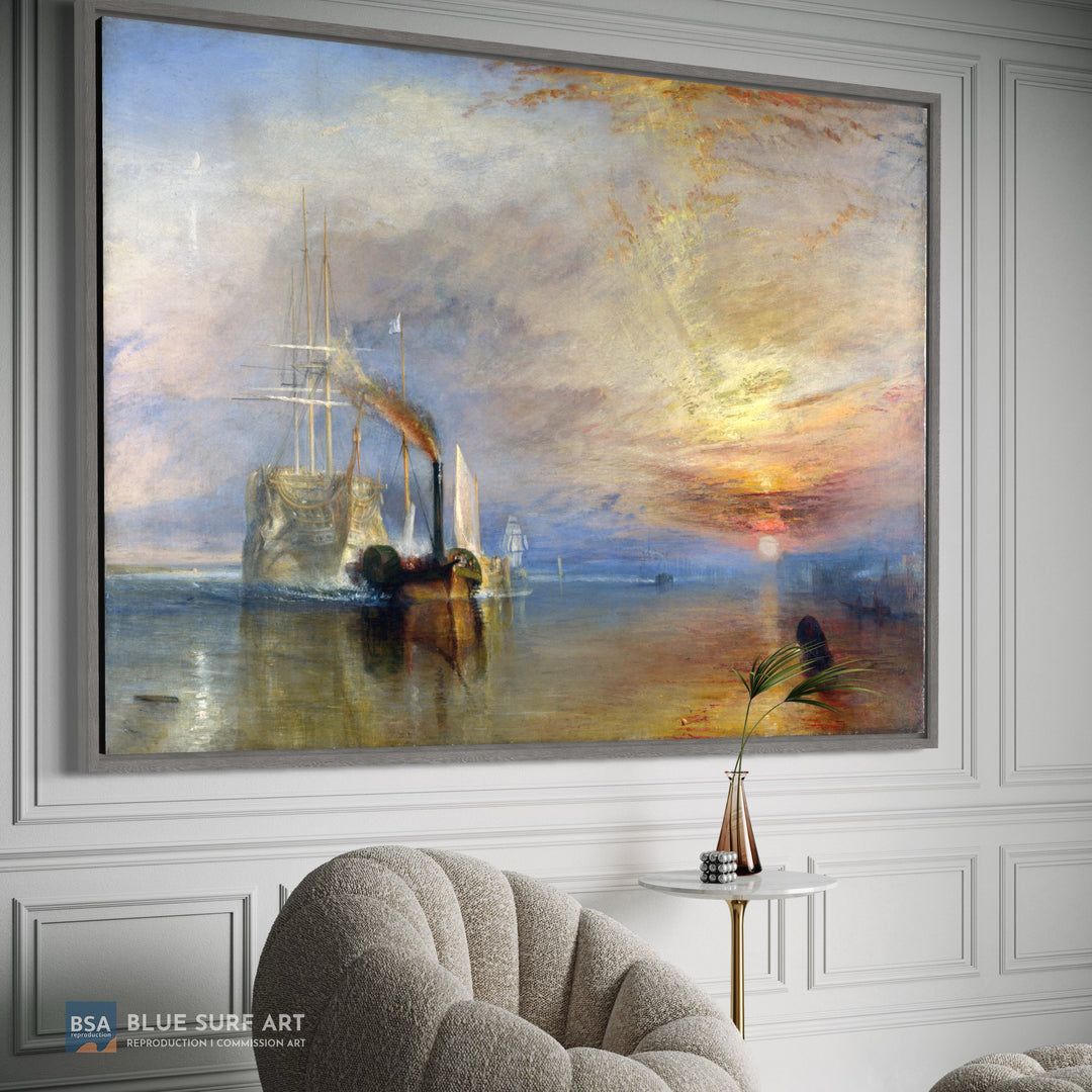 The Fighting Temeraire Painting by J.M.W. Turner Seascape Wall Art - Blue Surf Art