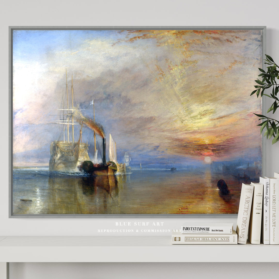 The Fighting Temeraire Painting by J.M.W. Turner Seascape Wall Art - Blue Surf Art