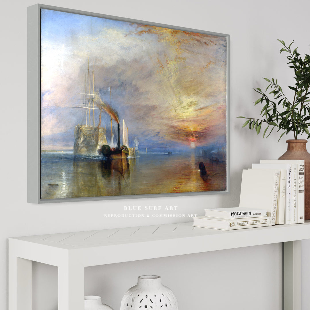 The Fighting Temeraire Painting by J.M.W. Turner Seascape Wall Art - Blue Surf Art