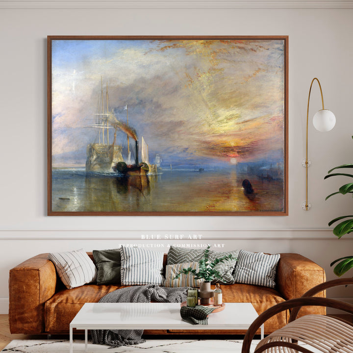 The Fighting Temeraire Painting by J.M.W. Turner Seascape Wall Art - Blue Surf Art