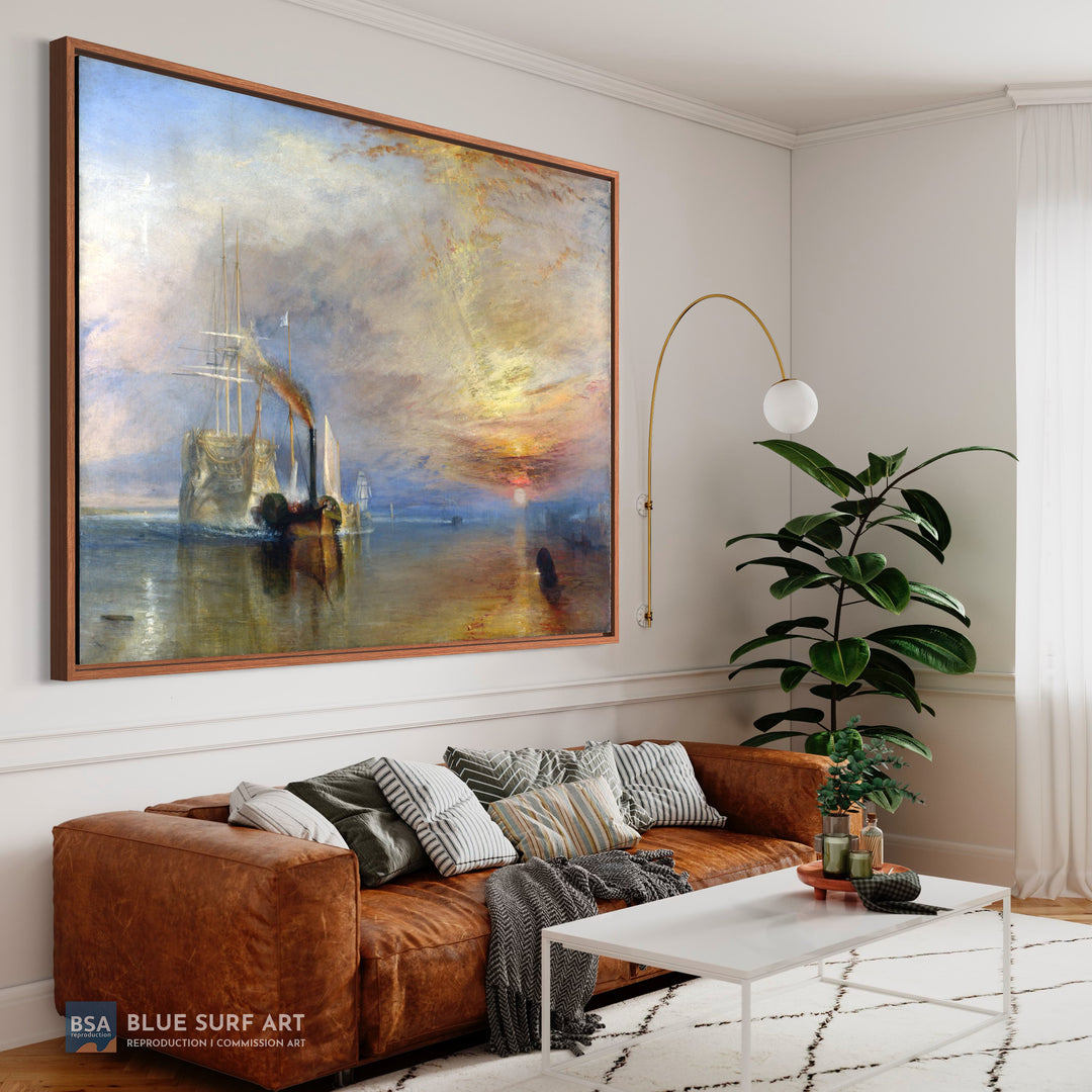 The Fighting Temeraire Painting by J.M.W. Turner Seascape Wall Art - Blue Surf Art