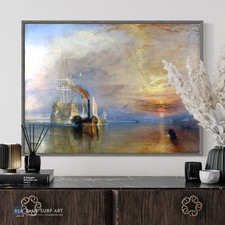 The Fighting Temeraire Painting by J.M.W. Turner Seascape Wall Art - Blue Surf Art