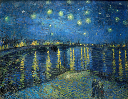 Starry Night Over the Rhone Vincent Van Gogh 100% Hand Painted Art. Blue Surf Art