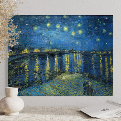 Starry Night Over the Rhone Vincent Van Gogh 100% Hand Painted Art. Blue Surf Art