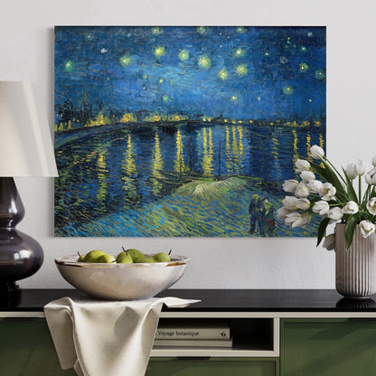 Starry Night Over the Rhone Vincent Van Gogh 100% Hand Painted Art. Blue Surf Art