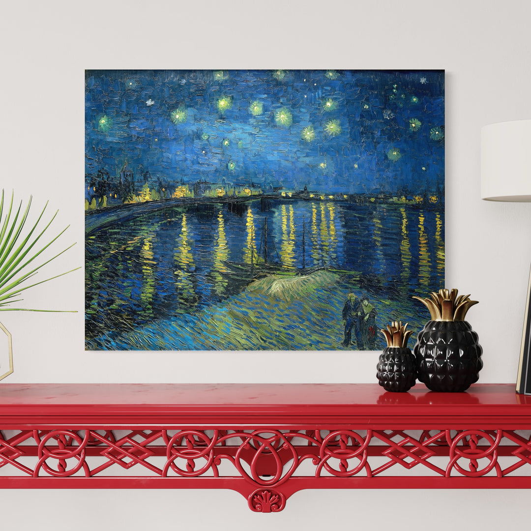 Starry Night Over the Rhone Vincent Van Gogh 100% Hand Painted Art. Blue Surf Art