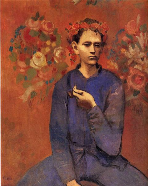 A boy with pipe painting by Pablo Picasso's Blue Period