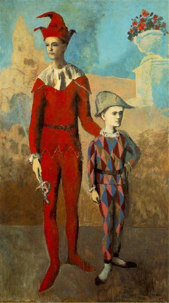 Acrobat and young harlequin painting by Pablo Picasso's Blue Period